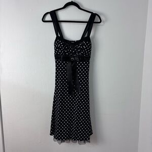 My Michelle Black White Polka Dot Babydoll Dress Y2K Coquette Retro Pinup M